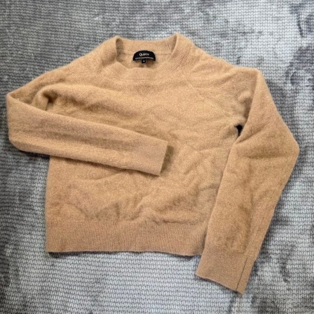Quince Kids 100% Mongolian Cashmere Crewneck Sweater Camel Tan Size‎ S